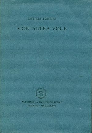 Image du vendeur pour Con altra voce mis en vente par Studio Bibliografico Marini