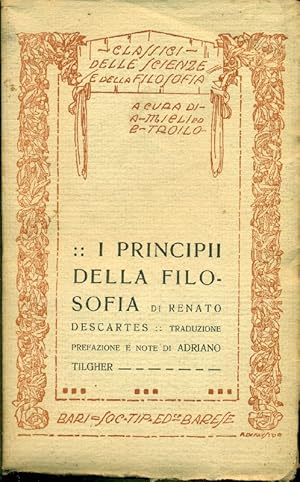 Bild des Verkufers fr I principii della filosofia zum Verkauf von Studio Bibliografico Marini