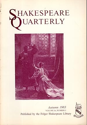 Bild des Verkufers fr Shakespeare Quarterly: Volume 34, No 3: Autumn, 1983 zum Verkauf von Dorley House Books, Inc.