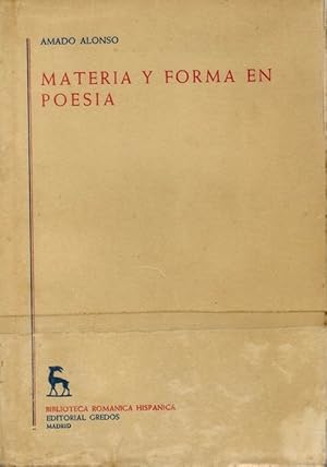 Imagen del vendedor de Materia y forma en poesa. a la venta por La Librera, Iberoamerikan. Buchhandlung