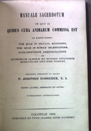 Image du vendeur pour Manuale Sacerdotum in quo II - Quibus cura Animarum Commissa est. mis en vente par books4less (Versandantiquariat Petra Gros GmbH & Co. KG)