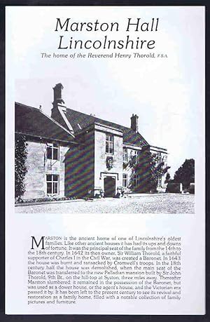 Marston Hall Lincolnshire: The home of the Reverend Henry Thorold