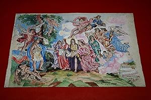 La France Triomphante, une gouache aquarellée titrée et signée de Jane Le Soudier, d'après Charle...