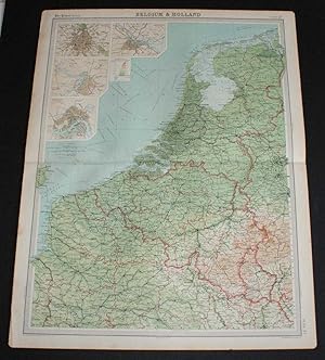 Map of "Belgium & Holland" from 1920 Times Atlas (Plate 27) including Luxemburg and with inset pl...