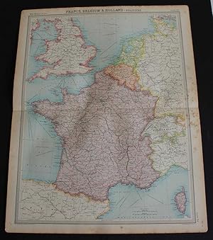 Map of France, Belgium, Holland, England, Wales, Switzerland, Andorra and Luxemburg from 1920 Tim...