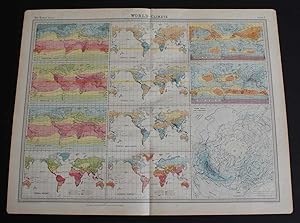 World Climate Maps from the 1920 Times Atlas (Plate 3) - single sheet containing 11 small maps de...