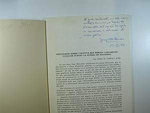 Imagen del vendedor de REFLEXIONS SOBRE L'ACTITUD DES POBLES I ESTAMENTS CATALANS DURANT LA GUERRA DE SUCCESSI. a la venta por Costa LLibreter