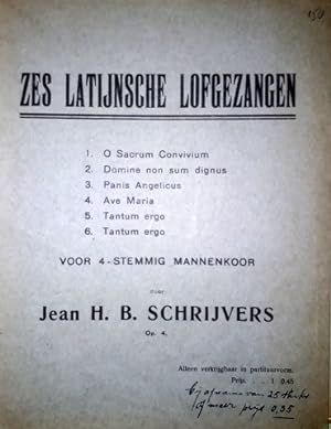 Bild des Verkufers fr Zes latijnsche lofzangen. Op. 4 voor 4-stmmig mannenkoor zum Verkauf von Paul van Kuik Antiquarian Music