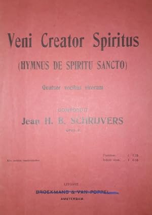 Bild des Verkufers fr Veni creator spirutus (Hymnus de Spiritu Sancto) Quatuor vocibus virorum. Opus 5 zum Verkauf von Paul van Kuik Antiquarian Music