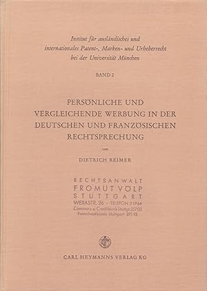 Seller image for Persnliche und vergleichende Werbung in der deutschen und franzsischen Rechtsprechnung for sale by Antiquariat Kastanienhof