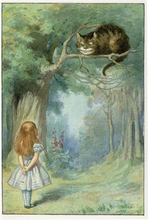 Cheshire Cat Alice in Wonderland Old 1911 Book Postcard