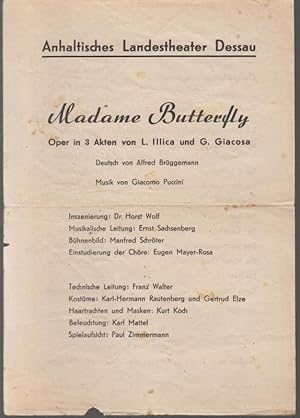 Anhaltisches Landestheater Dessau. Bestzungsliste zu: Madame Butterfly ( Puccini ). - Spielzeit 1...