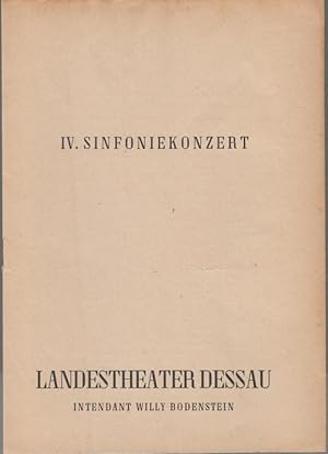 Image du vendeur pour Landestheater Dessau. Heft 19 der Spielzeit 1955 / 1956. - IV. Sinfoniekonzert. - Leitung: Ernst - Albrecht Reinhard. - Solistin: Barbara Reuter ( Violine ). - Stcke von Fritz Reuter, Fritz Schulze und Pjotr Tschaikowsky. - Inhalt: Zu den Stcken und Komponisten- mis en vente par Antiquariat Carl Wegner