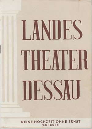 Bild des Verkufers fr Landestheater Dessau. Heft 2 der Spielzeit 1955 / 1956. - Mit Besetzungsliste zu: Keine Hochzeit ohne Ernst ( Bunbury ). - Inszenierung: Fred - Artur Geppert. - Bhnenbild: Gnter Kretzschmar. - Darsteller: Wolfram Ortmanns, Erich Groe, Maria Heym, Erica Kuppi, Christel Keiling, Oskar Mehring u. a.- Weiterer Inhalt: ber Oscar Wilde und seine Komdien. zum Verkauf von Antiquariat Carl Wegner