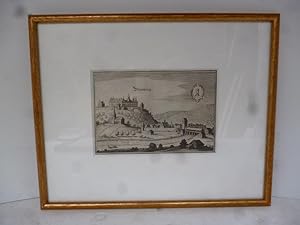 Newburg : Neuenbürg mit Blick über die Enz auf das Schloss, oben rechts mits Stadtwappen. Aus: To...