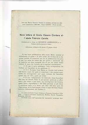 Seller image for Nove lettere di Giulio Cesare Cordara all'abate Fabrizio Carafa. Estratto dagli Atti del Reale Istituto Veneto di scienze lettere e arti del 1922-1923. for sale by Libreria Gull