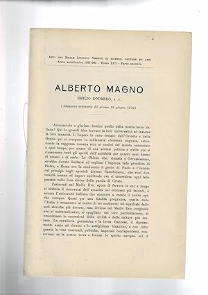 Image du vendeur pour Alberto Magno. Estratto dagli Atti del Reale Istituto Veneto di scienze lettere e arti del 1931-1932. mis en vente par Libreria Gull