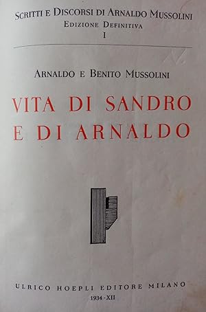 Image du vendeur pour VITA DI SANDRO E ARNALDO mis en vente par libreria minerva