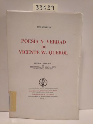 Imagen del vendedor de POESA Y VERDAD DE VICENTE W. QUEROL a la venta por Librera Circus