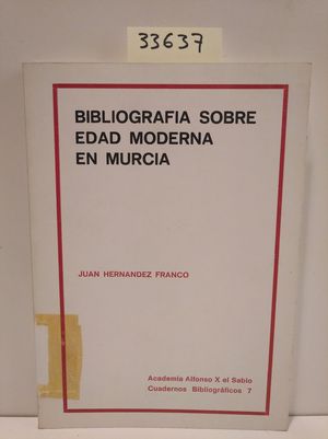 Imagen del vendedor de BIBLIOGRAFA SOBRE EDAD MODERNA EN MURCIA a la venta por Librera Circus