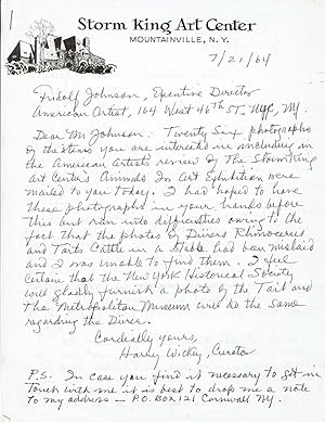 3 AUTOGRAPH LETTERS SIGNED by the American painter & Illustrator HARRY WICKEY, including 2 addres...