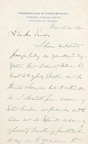 Justice Oliver Wendell Holmes, Jr. Autograph Letter Signed.
