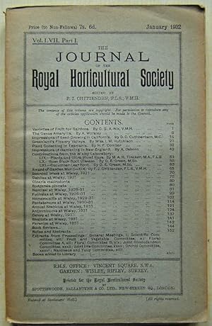 Imagen del vendedor de Journal of the Royal Horticultural Society, Volume LVII part 1 a la venta por Mike Park Ltd