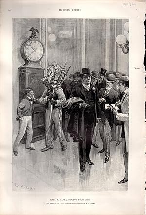 Bild des Verkufers fr ENGRAVING: 'Mark A. Hanna, Senator from Ohio.'.engraving from Harper's Weekly, March 13, 1897 zum Verkauf von Dorley House Books, Inc.