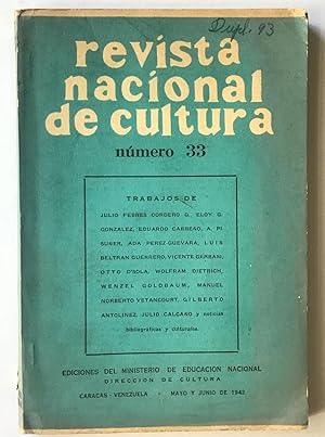 Revista Nacional De Cultura. Número 33. Mayo y Junio de 1942