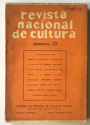 Revista Nacional De Cultura. Número 25. Enero y Febrero de 1941