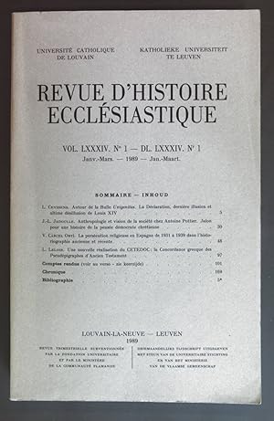 Imagen del vendedor de Revue D'Histoire Ecclesiastique. Universite Catholique de Louvain - Katholieke Universiteit te Leuven: Vol. LXXXIV, No. 1 - Dl. LXXXIV, Nr. 1. a la venta por books4less (Versandantiquariat Petra Gros GmbH & Co. KG)