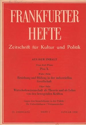 Frankfurter Hefte, 13. Jahrgang, Hefte 1-12, Heft 8 fehlt. Zeitschrift für Kultur und Politik.