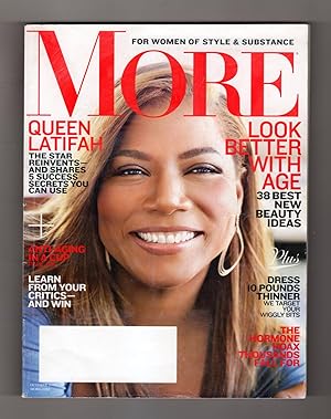 More Magazine - October, 2013. Queen Latifah Cover; The Hormone Hoax; Anti-Aging in a Cup; Malin ...