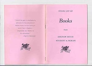 Bild des Verkufers fr ( MAYS # 52 / HERRON # 89 ) ARKHAM HOUSE Ephemera: Stock List of Books from Arkham House Mycroft & Moran ( Stock List / Catalog / Catalogue ) zum Verkauf von Leonard Shoup