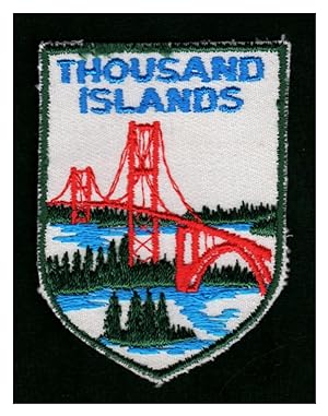 Vintage Thousand Island Bridge Embroidered Souvenir Patch, 2 3/4" x 2 1/16" Escutcheon Shape, Cir...