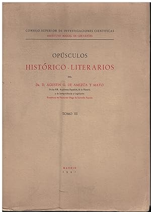 Imagen del vendedor de Opsculos Histrico- literarios Tomo III a la venta por Librera Santa Brbara