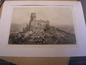 AUVERGNE : PUY-DE-DOME : ETUDES PITTORESQUES DE LA FRANCE : RUINES DU CHATEAU DE TOURNOEL LITHOGR...