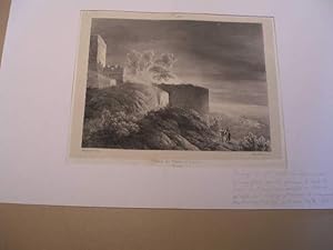 AUVERGNE : PUY-DE-DOME : ENTREE DU CHATEAU DE TOURNOEL LITHOGRAPHIE