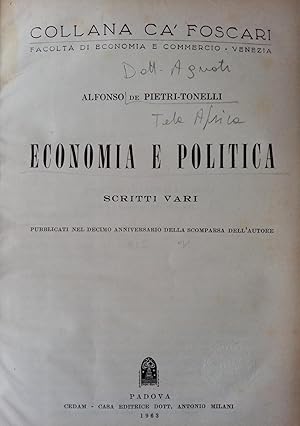 Seller image for ECONOMIA POITICA. SCRITTI VARI for sale by libreria minerva