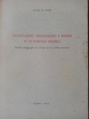 Immagine del venditore per ACCUMULAZIONE, FINANZIAMENTO E MONETA IN UN'ECONOMIA DINAMICA. MODELLO DISAGGREGATO DI SVILUPPO ECONOMICO venduto da libreria minerva