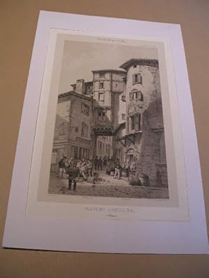 AUVERGNE : PUY-DE-DOME : THIERS MARCHE CONTHIER LITHOGRAPHIE