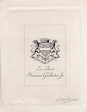 Artist signed bookplate of Frederic Gallatin Jr.