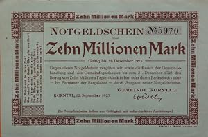 Korntal - Notgeldschein N° 5970 über Zehn Millionen Mark. Gültig bis 31. Dezember 1923.