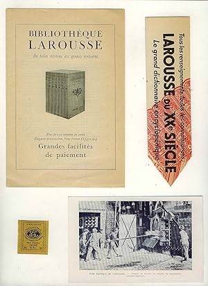 Larousse (1930s ephemera) : Bookmark / Catalogue / Post Card / Stamp Duty