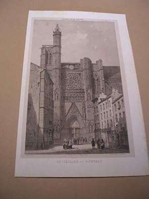 AUVERGNE : PUY-DE-DOME : CATHEDRALE DE CLERMONT LITHOGRAPHIE