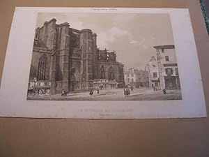 AUVERGNE : PUY-DE-DOME : CATHEDRALE DE CLERMONT PORTE DU MIDI LITHOGRAPHIE