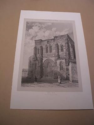 AUVERGNE : PUY-DE-DOME : BILLOM FACADE DE L' EGLISE DE SAINT-LOUP LITHOGRAPHIE