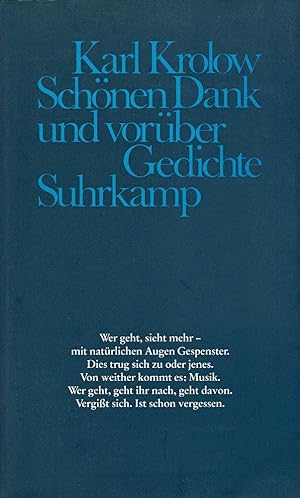 Imagen del vendedor de Schnen Dank und vorber. Gedichte. a la venta por Antiquariat Reinhold Pabel