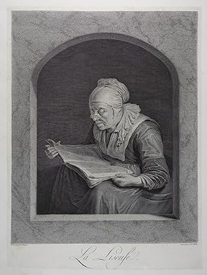 La Liseuse (Die Vorleserin). Kupferstich nach nach Gerard Dou (1613-1675). Paris, Wille 1761, 33,...