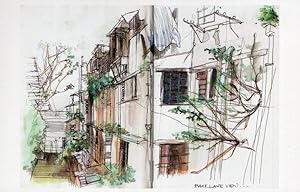Wing Lee Street Sheung Wan Hong Kong Sketch Painting Postcard